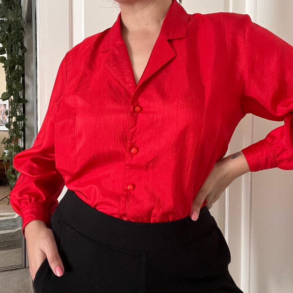 Vintage Red button up blouse
